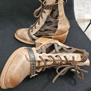 Freebird Brown Lace-Up Leather Boots